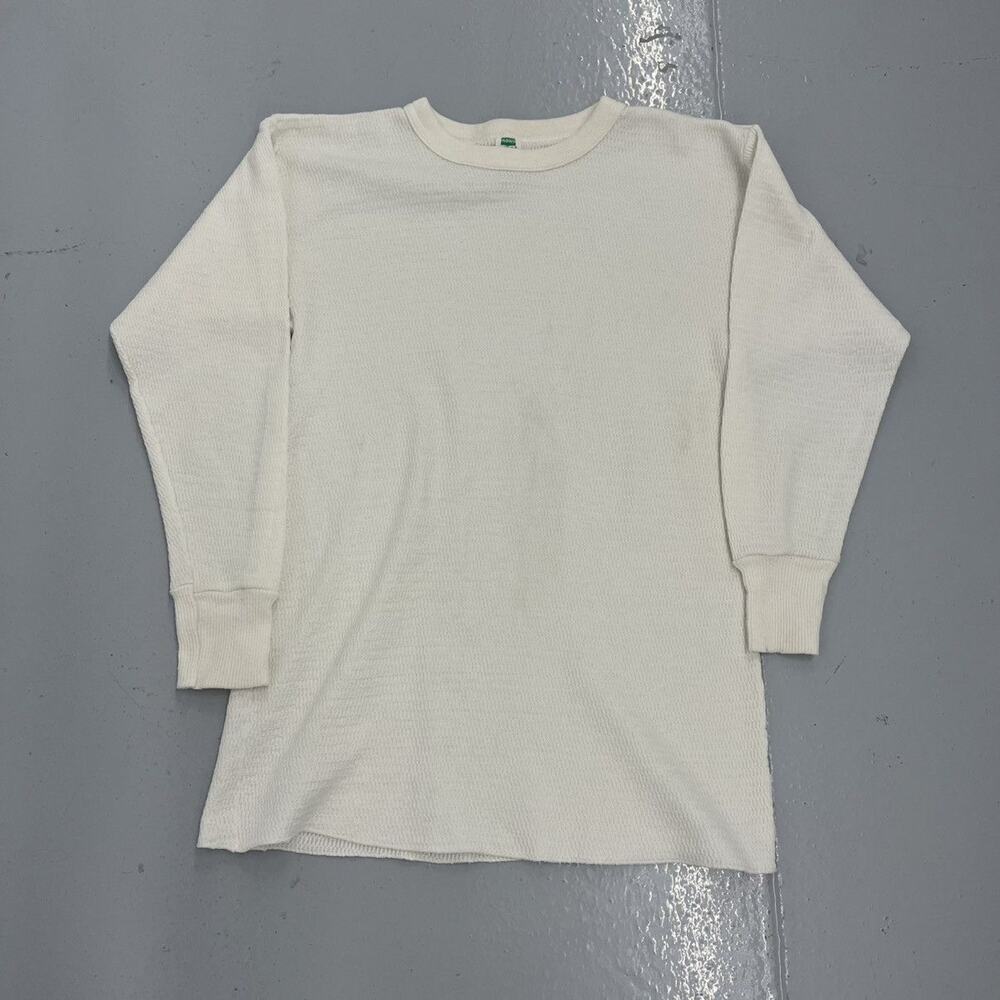 Vintage 70s Hanes White Long Sleeve Thermal Waffle Shirt